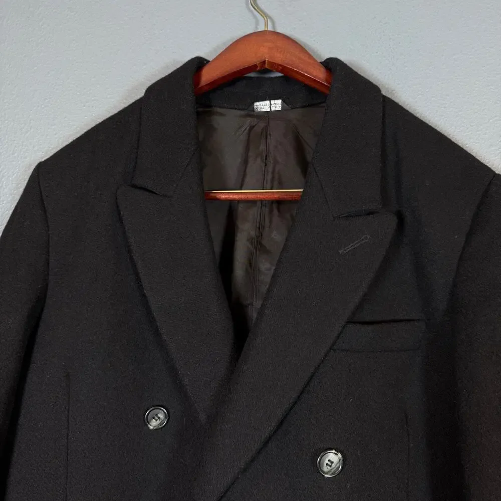 Oakton Ltd. 44r black 100% pure wool coat jacket vintage